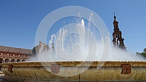 Plaza de Espana Square fountain in Sevilla, Spain