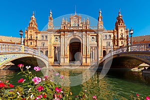 Plaza de Espana at sunny day in Seville, Spain