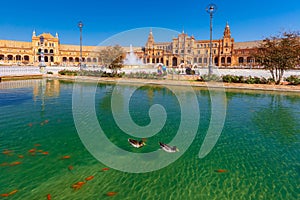 Plaza de Espana at sunny day in Seville, Spain