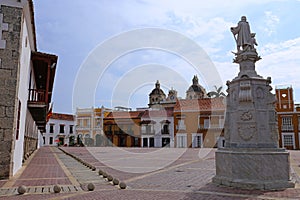 Plaza de la Aduana in the colonial center of Cartagena, Colombia photo