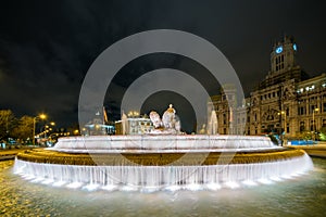 Plaza de la Cibeles Cybele`s Square - Central Post Office Palacio de Comunicaciones, Madrid, Spain. photo