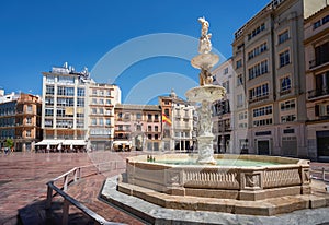 Plaza de la Constitucion Square and Genoa Fountain (Fuente de Genova) - Malaga, Andalusia, Spain photo