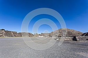 Plaza de la Luna square and the pyramid of the Moon Piramide de la Luna in Teotihuacan, Mexico
