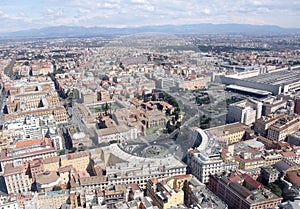Plaza de la Republica aerial view, Rome Italy