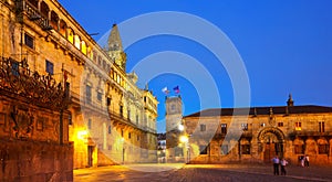 Plaza de Obradoiro in evening time photo