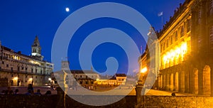 Plaza de Obradoiro in night time. Santiago de Compostela photo