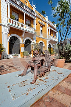 Plaza de San Pedro Claver, colonial buildings located in Cartagena de Indias, in Colombia