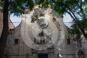 Plaza de Sant Felip Neri, the main facade bombed by pro-Francoist aviation. Barri Gotic, Barcelona photo