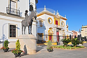 Plaza de Toros de la Real Maestranza de Caballeria de Sevilla, the Baroque facade of the bullring, Spain, Andalusia photo