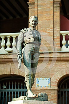 Plaza de toros de Valencia bullring with toreador statue