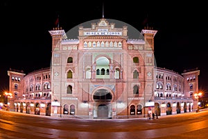 Plaza de Toros de Las Ventas in the night photo