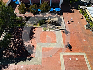 Plaza in downtown Napa, California from the air