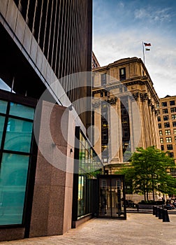 Plaza and highrises in Boston, Massachusetts. photo