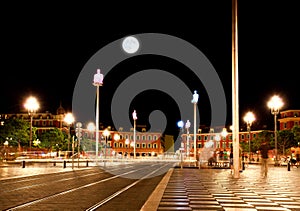 The Plaza Massena Square at night in Nice