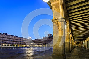 Plaza Mayor of Salamanca at dawn, Spain