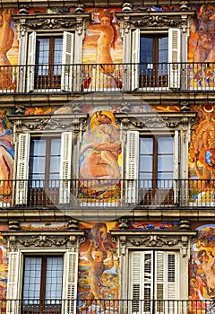 Plaza Mayor Walls Cityscape Madrid Spain