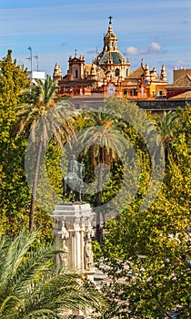 Plaza Nueva Ferdinand Statue Church El Salvador Seville Spain