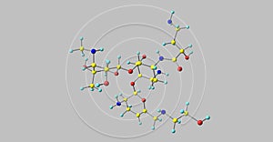 Plazomicin antibiotic molecular structure isolated on grey