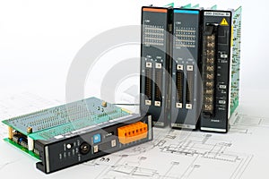 PLC on industrial process control diagram