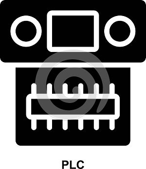 plc, programmable, logic, controller, automation, microprocessor solid glyph icon