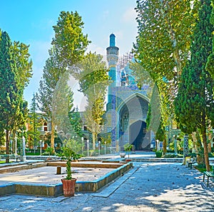 The pleasant garden of Chaharbagh madraseh, Isfahan, Iran