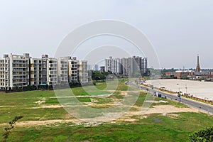 Pleasant high angle view of the newly built township in Kolkata city in India