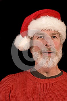 Pleasant man in Santa Hat