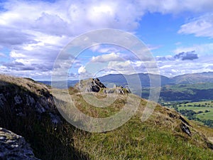 Pleasant scene with view on typical English hill