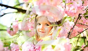 Pleasant spring day. Small child. Natural beauty. Childrens day. Summer girl fashion. Happy childhood. face and skincare