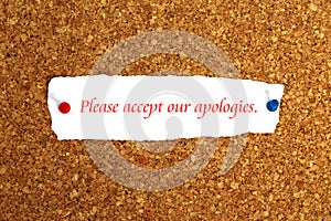 Please accept our apologies on paper