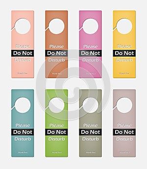 Please do not disturb - colored door hanger sign set, vector template