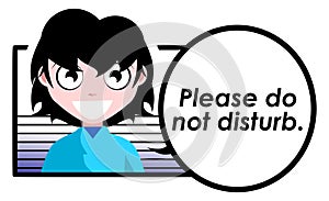 Please do not disturb, girl, request, english, isolated.