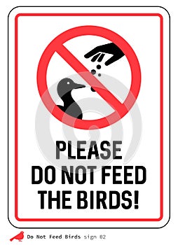 Please Do not feed the birds sign