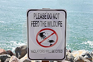 Please do not feed wildlife sign