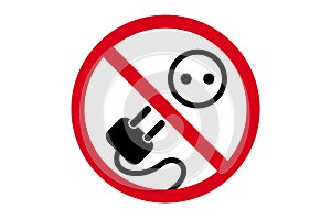 Please do not turn on electrical appliances. Restricted Red round forbidding sign or icon. It is forbidden to use sockets
