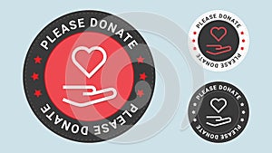 Please Donate stamp vector illustration.