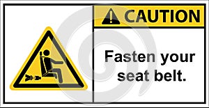 Please fasten your seat belt before the bus departs.label caution