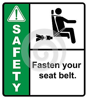 Please fasten your seat belt before the bus departs.label safety