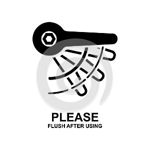 Please flush after using icon isolated on white background