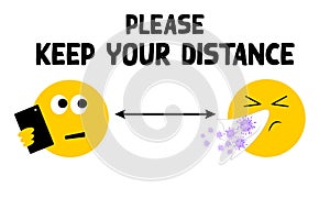 Please keep your distance, Coronavirus, covid 19, social distancing, two emoji keeping apart