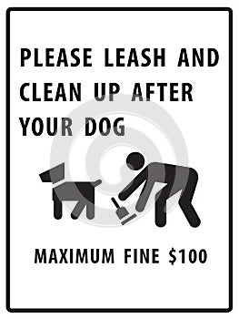 Please leash and clean up after your dog sign photo