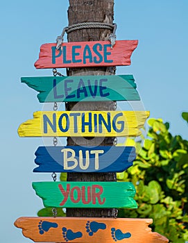 Please Leave Nothing But Your Footprints Sign, Indian Rocks Beach, Florida