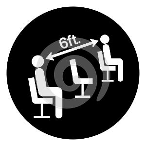 Please Maintain Social Distancing Whil Seated Symbol, Vector Illustration, Isolated On White Background Label. EPS10
