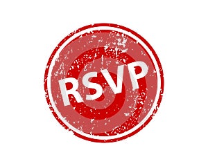 Please respond stamp vector texture. RSVP rubber cliche imprint. Web or print design element for sign, sticker, label.