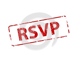 Please respond stamp vector texture. RSVP rubber cliche imprint. Web or print design element for sign, sticker, label