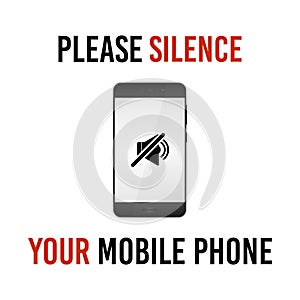 Please silence your mobile phone, vector sign.