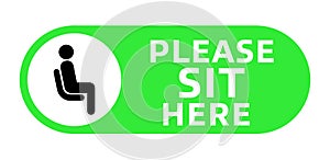 Please Sit Here signage inside green circle vector illustration