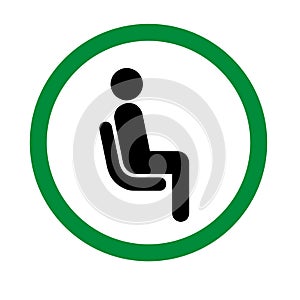 Please Sit Here signage inside green circle vector illustration photo