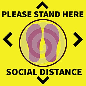 Please Stand Here, Keep Social distance for Shopping malls, Used for Queue system