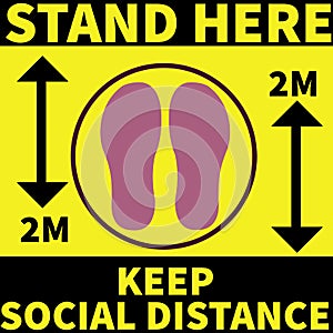 Please Stand Here, Keep Social distance for Shopping malls, Used for Queue system